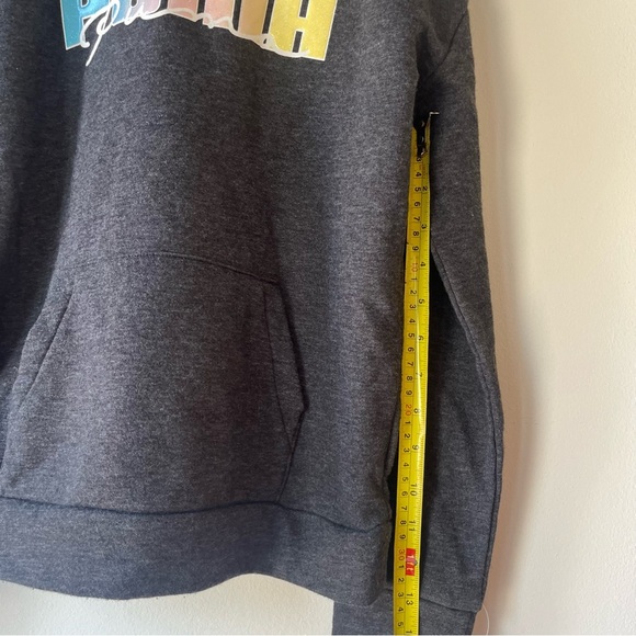 Puma Youth Girls Hoodie Sweatshirt L (12–14) Gray Rainbow Logo Pullover NWOT - Picture 3 of 11